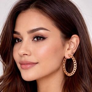 2/$30 🔥 Gold Chain Link Hoop Earrings | Chunky Statement Hoops | Modern Trendy